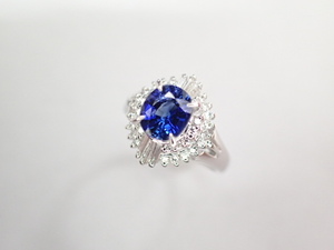 美品 Pt900 サファイア0.93ct ダイヤ計0.30ct デザイン リング 指輪