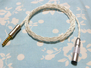 LEMO 0B 5ピンメス - 4.4mm5極 4N純銀撚り線 八芯 ブレイド編み 100cm 仕上げ ( XLR 2.5mm4極 4.4mm5極 メス カスタム対応可能)