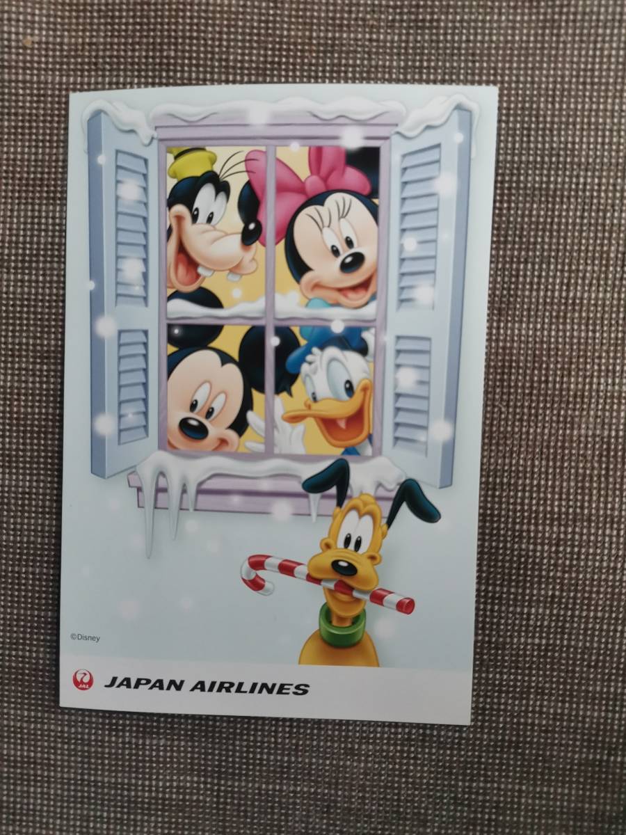□엽서 JAL 일본 항공 크리스마스 미키 미니 도널드 구피 플루토, 인쇄물, 엽서, 엽서, 항공기