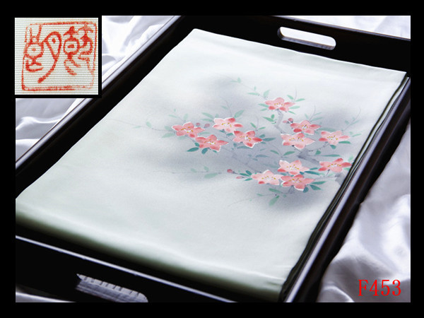 [F453] Carefully selected Nishijin Shiose Artist's hand-painted Yuzen dyed Flower pattern Indigo-white background High quality art Nagoya obi Open like new ◇ Inspection ◇ Hairpin kimono Nagoya obi bag obi tightening, band, Nagoya obi, Tailored