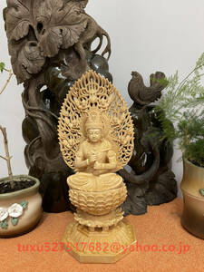 極上品 仏教美術 精密彫刻 仏像 手彫り 仏師で仕上げ品　大日如来 座像 珍品