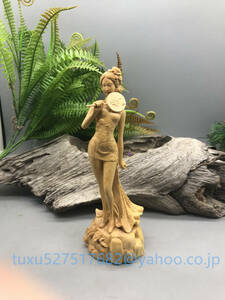 beautiful woman ornament woodworking skill tree carving sculpture handicraft 
