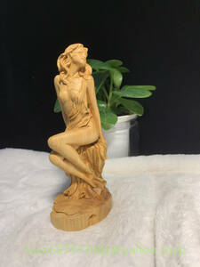 女神 女神像 美少女 美女 木彫り 極上品 現代美術　東洋彫刻 精密細工 裸婦像 置物
