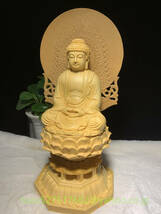 新作 総檜材 釈迦如来 置物 仏教工芸品　木彫仏教　精密彫刻　極上品 仏像座像 _画像3