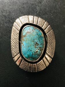 NAVAJO. Takumi .[George Kee/ George * key ] 1940*s GEM Turquoise Vintage ring 21 number Navajo Indian jewelry ho pi