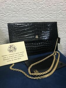  beautiful goods Alfred low ALFRED ROTH AR chain shoulder bag clutch bag high class crocodile card-case attaching diagonal .. possibility 