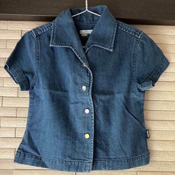 ポールスミス キッズ デニムシャツ 半袖シャツ ホックボタン ジーンズ カーディガン ジャケット 上着 子供 90