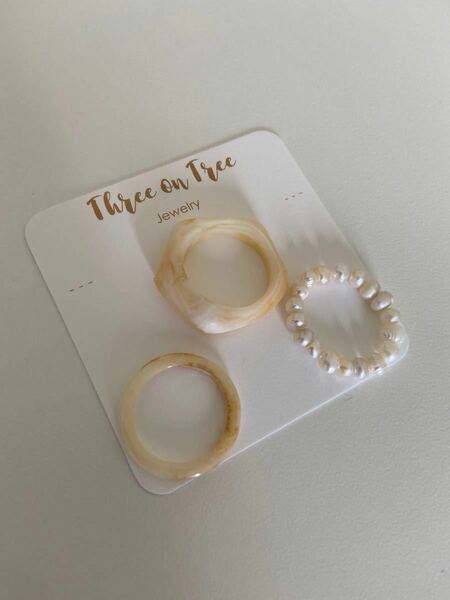 Beige ring 3pcs set- リング3点セット