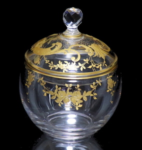  Old * baccarat (BACCARAT) 1900 год примерно пик вверх золотая краска крышка предмет bombonie- искусственная приманка to деталь оборудование орнамент стекло Gold бардачок редкость редкий миска 