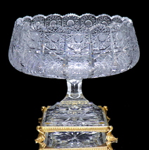 オールド・バカラ (BACCARAT) 1900年頃 ブロンズ装飾 特大クリスタルガラス製コンポート 超絶切子 アンティーク 金 ゴールド ディアマン _画像2