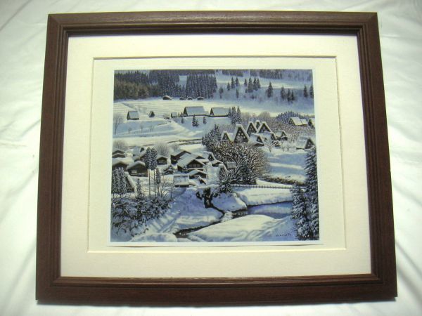 ◆Jiro Morita Winter Village (Shirakawa-go) Offset-Reproduktion, Holzrahmen inklusive, Kaufen Sie es jetzt◆, Malerei, Ölgemälde, Natur, Landschaftsmalerei