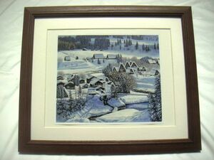 Art hand Auction ◆Jiro Morita Winter Village (Shirakawa-go) Reproducción en offset, marco de madera incluido, Cómpralo ahora◆, cuadro, pintura al óleo, Naturaleza, Pintura de paisaje