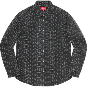 Sサイズ Supreme Warp Jacquard Logos Denim Shirt Black シュプリームワープジャガードロゴスデニムシャツ 黒 ブラック　完売品