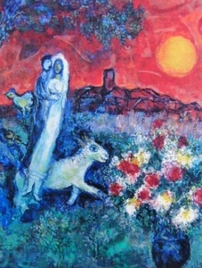 Art hand Auction marc chagall, ciel d'automne, Extrait d'un livre d'art rare, Nouveau cadre de haute qualité, mat encadré, livraison gratuite, peintre d'outre-mer, maître, peinture, peinture à l'huile, portrait