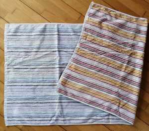 今治産 バスタオル ストライプ柄 B品 オレンジ ブルー 残糸織