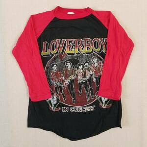 魅惑のバンドT特集! 80sデッド未使用(?)『LOVERBOY ラヴァーボーイ』“GET LUCKY” ツアーラグランTシャツ パキスタン製 黒×赤 M／パキ綿