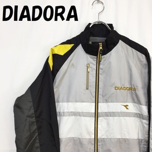 【人気】DIADORA/ディアドラ 東京学芸大学 硬式庭球部 ナイロンジャケット ブラック×グレー サイズS/S1746