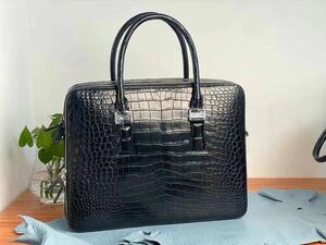  finest quality * special order goods * crocodile leather genuine article center taking .. leather use wani leather men's bag business total original leather handbag document bag A4 briefcase 