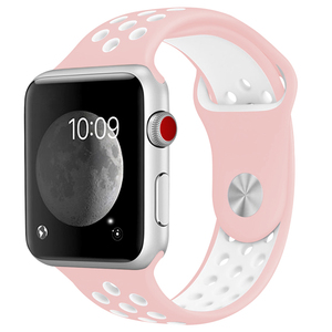 (38MM/40MM, ピンク/ホワイト)Apple Watch用バンド シリコン製 多空気穴通気性 スポーツ バンドApple Watch Series 6/5/4/3/2/1に対応