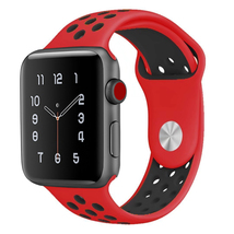 (38MM/40MM, レッド/ブラック)Apple Watch用バンド シリコン製 多空気穴通気性 スポーツ バンドApple Watch Series 6/5/4/3/2/1に対応_画像1