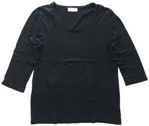 ナノユニバース 七分袖 Tシャツ カットソー Uネック ブラック　　単色 シンプル NANO UNIVERSE 柳4095