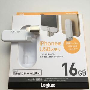 Logitec★iPhoneデータバックアップ用フラッシュドライブ16GB外付けUSBメモリー USB Flash Drive 16G LMF-LGU216GWH iXpand類4992072069978