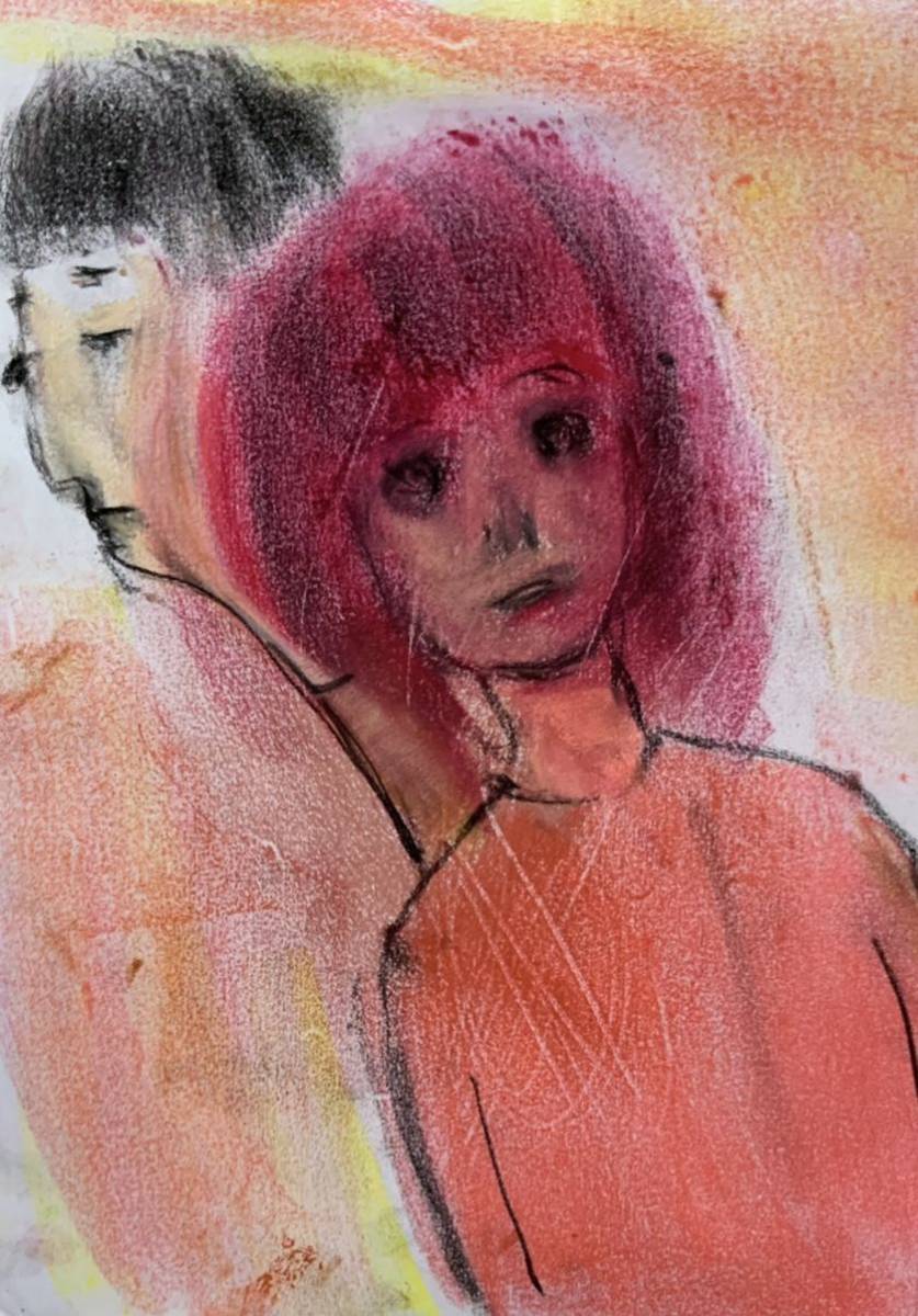 絵描きhiro C ｢燃える友だち｣, 美術品, 絵画, パステル画, クレヨン画