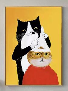 【最安保証】C503 シャンプーネコ 猫 キャンバスアートポスター 50×70cm インテリア ポップアート 雑貨 海外製 枠なし