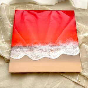 レジンアート 300×300×20mm 海アート 夕日 絵 アート 絵画 壁掛け インテリア アートパネル
