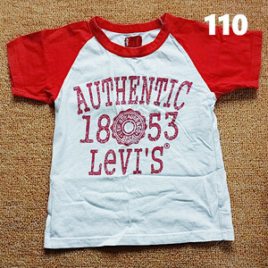 110 リーバイス Levi's Tシャツ 半袖 トップス 無地 ロゴ 英字プリント レッド 赤 白 ホワイト バイカラー アメカジ カジュアル カッコいい