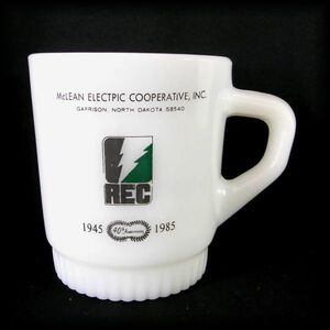 VINTAGE 1985 Fire King Mug REC RURAL ELECTRIFICATION Advertising ファイヤーキングマグカップ アドバタイジング No 31