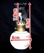 新品未使用品 谷焼焼 豆ランプ 卓上 オイルランプ アンティーク インテリア 小物　ガラスと陶器　御所車の絵_画像2