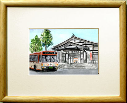 Station n° 7624 Takao sur la ligne Chuo / Chihiro Tanaka (Aquarelle des Quatre Saisons) / Livré avec un cadeau, Peinture, aquarelle, Nature, Peinture de paysage