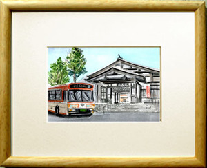 Art hand Auction رقم 7624 محطة تاكاو على خط تشو / شيهيرو تاناكا (ألوان مائية للفصول الأربعة) / تأتي مع هدية, تلوين, ألوان مائية, طبيعة, رسم مناظر طبيعية