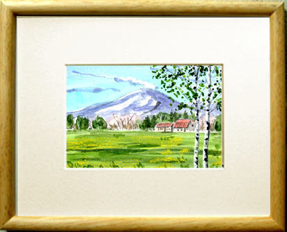 No. 7625 Asama Plateau in Spring / Chihiro Tanaka (Four Seasons Watercolor) / Comes with a gift, Painting, watercolor, Nature, Landscape painting