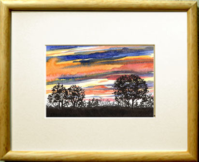 No. 7641 Twilight Grove / Chihiro Tanaka (Aquarelle des Quatre Saisons) / Livré avec un cadeau, Peinture, aquarelle, Nature, Peinture de paysage