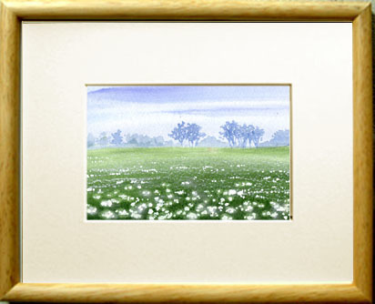 No. 7648 Brume dans le champ / Chihiro Tanaka (Aquarelle des Quatre Saisons) / Livré avec un cadeau, Peinture, aquarelle, Nature, Peinture de paysage