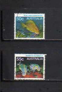 20E554 オーストラリア 1984年 普通 グレートバリアリーフの生物 50c,55c 2種 使用済