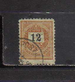 20E606 ハンガリー 1888年 普通 手紙に数字 12k 茶と黒 目打L11.5 すかし1 使用済