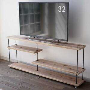 wood iron shelf 450*1000*225 TV台 テレビ台 アイアン シェルフ ローボード 木 鉄 アンティーク テレビボード インダストリアル 棚