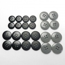 [165個入]灰色・黒色系無地ボタン まとめてお得な６種類詰め合わせ/15・20・23mm/４穴/-B519_画像3