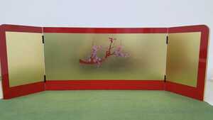 ширма три месяц фортепьяно краска ширма 9 номер .. Sakura золотой цвет красный ширина 84cm высота 27cm толщина 1.5cm 210513(M-2-2)