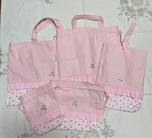 ハンドメイドかわいい女の子☆さくらんぼふりる5点セット