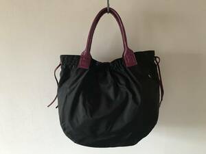  beautiful goods *brontibayparisb long ti Bay Paris s nylon × leather combination handbag light weight *