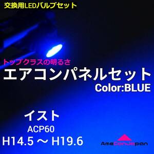 イスト 適合 エアコンパネル 爆光ランプ一式フルセット COB全面発光バルブ T5 LED T4.7 T3 T4.2 ブルー 青