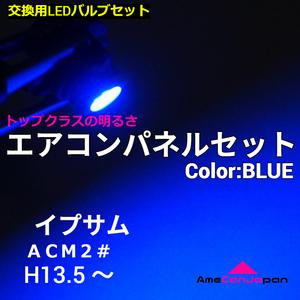 イプサム 適合 エアコンパネル 爆光ランプ一式フルセット COB全面発光バルブ T5 LED T4.7 T3 T4.2 ブルー 青