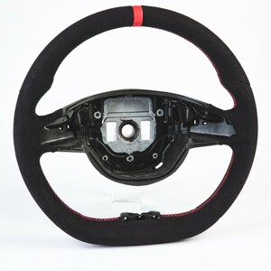 メルセデス ベンツ用 Cクラス 4代目 W205 C205 D型 スポーツ ステアリング ホイール ハンドル 赤い輪デザイン 本革スエード