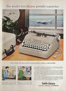 稀少！1957年スミス・コロナ広告/Smith-Corona/タイプライター/飛行場/T