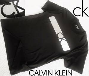 新品★カルバン クライン★セクシーな ブラック Tシャツ★光沢 シルバー ホワイト ロゴプリント 黒 白 L★CALVIN KLEIN☆383