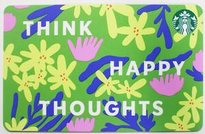 北米スターバックスカード2021限定 Think Happy Thoughts 花 リサイクル紙アメリカUSA海外 紙製スタバカード